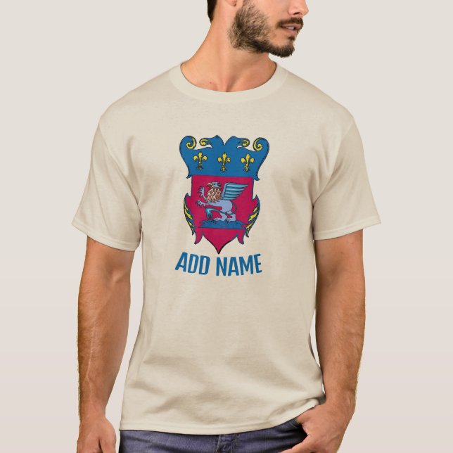 Griffon  Winged  Crest Shield, add name, T-Shirt (Front)