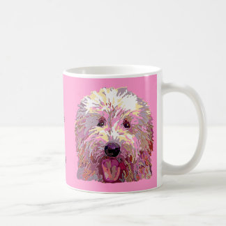 Griffonnage en brillant la tasse de café rose de