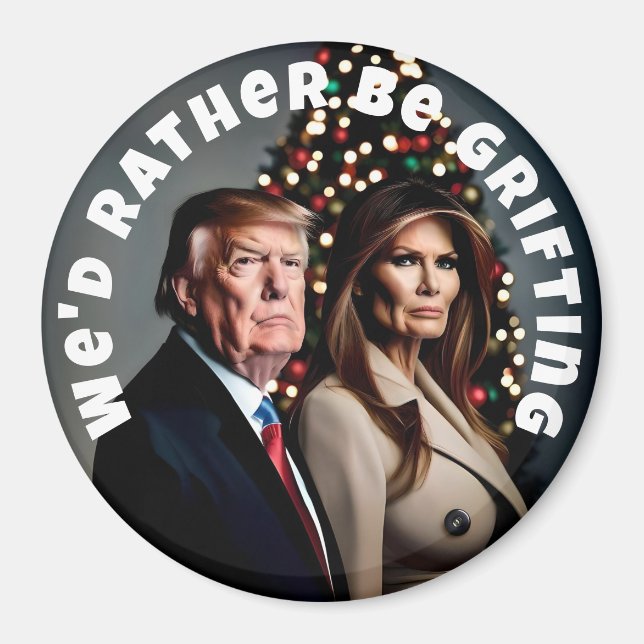 Grifting Trump and Melania Christmas Magnet (Front)