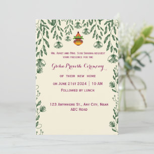 Griha Pravesh Ceremony  Invitation