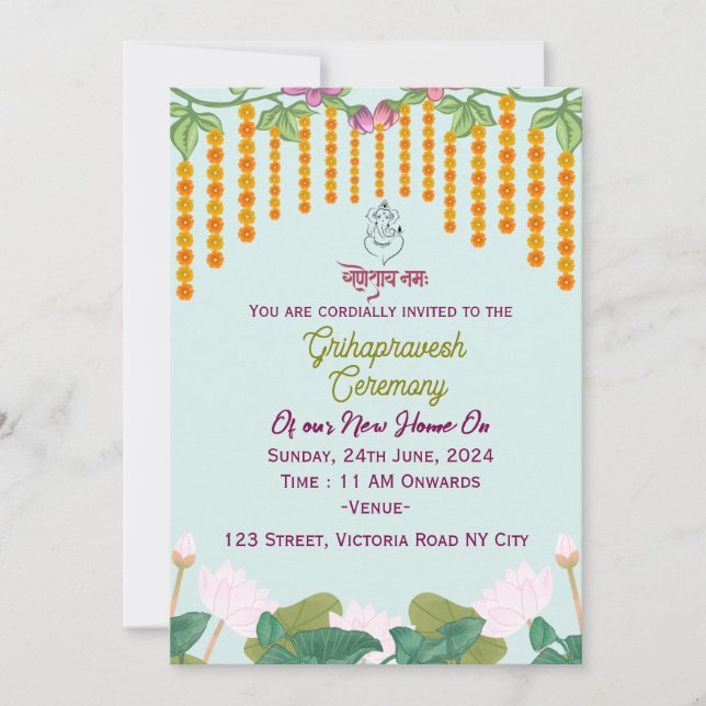 Grihapravesh Ceremony Invitations  (Front)
