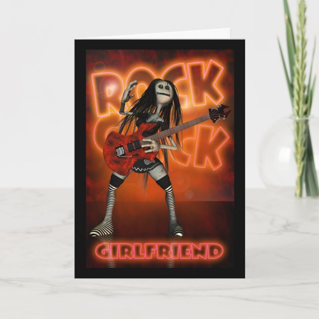 Grilfriend Rock Chick Birthday Card Moonies rag do (Front)