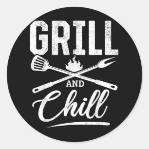 Grill And Chill Bbq Grilling Tools Bbq Lover &amp; Classic Round Sticker