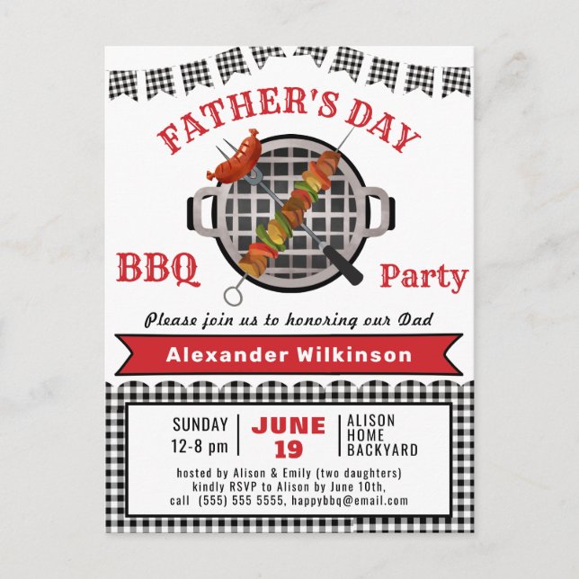 Grill and Chill Father's Day BBQ Party Invitation Postcard (Front)
