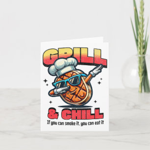 Grill And Chill Funny Bbq Dab Grilled Steak Food L Card