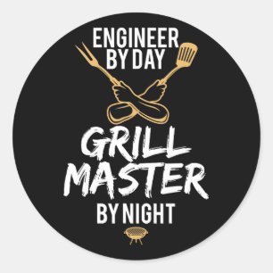 Grill Bbq Master Engineer Funny Barbecue Gift  Classic Round Sticker