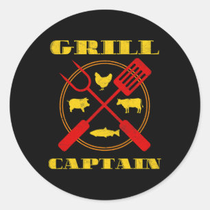 Grill Captain Bbq Grilling  Classic Round Sticker