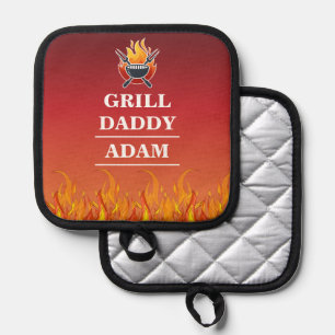 Grill Daddy BBQ for Grillers Personalized Name  Pot Holder