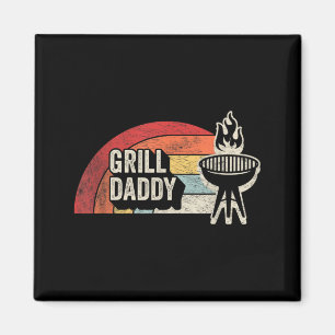 Grill Daddy Retro Sunset Bbq Graphic For Dad Magnet