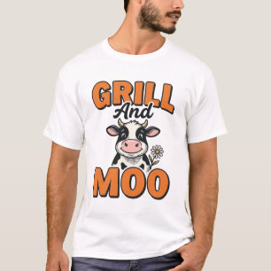 Grill de vache drôle et conception de T-Shirt vint