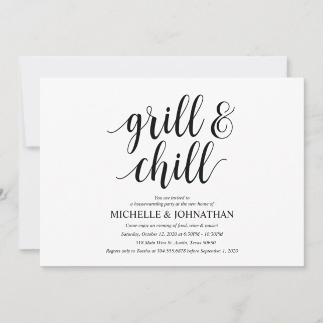 Grill et colline Cartes d'invitation pour la Fête  (Devant)