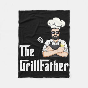 Grill Father Bbq Father's Day Barbecue Chef Funny  Fleece Blanket