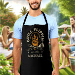 Grill Flippin Dad Custom Name Year Personalized Apron<br><div class="desc">Customize the text,  and easily create your personalized apron. You can TRANSFER this DESIGN on other Zazzle products and adjust it to fit most Zazzle items. Standard Studio designs are made in high-resolution graphics for professional print. Thank you for choosing our designs and stopping by Standard Studio Designs.</div>
