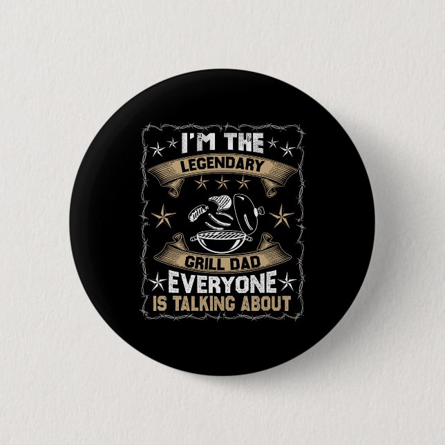 Grill Grilling Bbq Dad Fathers Day  2 Inch Round Button (Front)