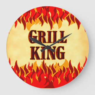 Grill King BBQ Red Flames Wall Clock