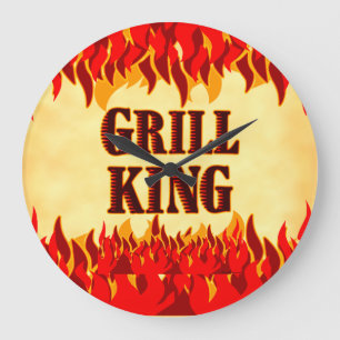 Grill King BBQ Red Flames Wall Clock