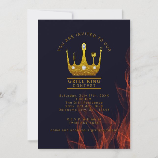 Grill King Party Contest  Invitation (Front)