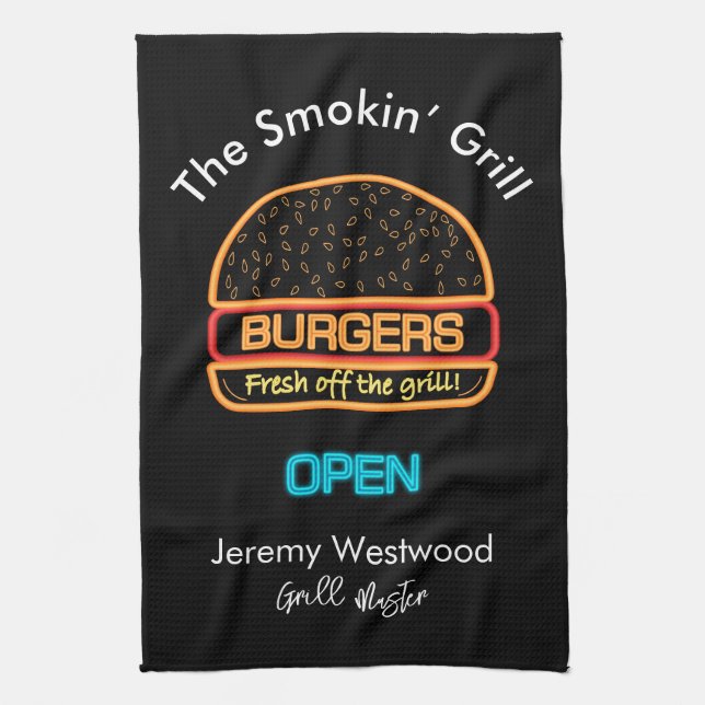 Grill Kitchen Towels Backyard Grill Master Burgers (Vertical)