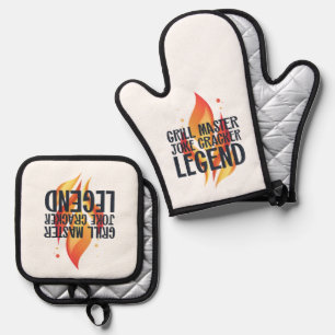 Grill Legend BBQ Poster Oven Mitt & Pot Holder Set