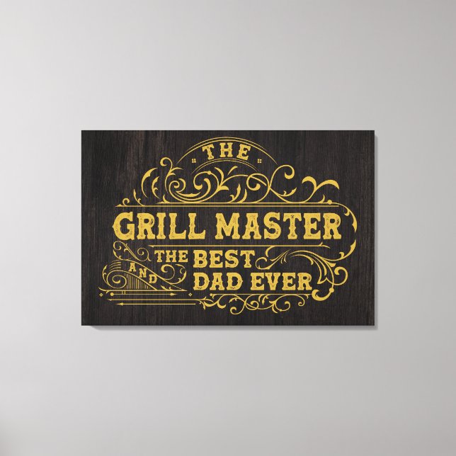 Grill Master and Best Dad Ever Fathers Black Canvas Print (Front)