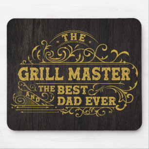 Grill Master and Best Dad Ever Fathers Day Black Mouse Pad