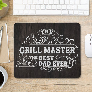 Grill Master and Best Dad Ever Fathers Day Black Mouse Pad