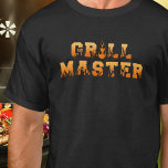 GRILL MASTER Barbeque T-Shirt<br><div class="desc">The ultimate BBQ t-shirt for any self-respecting Grill Master. The design features flames and fire typography. Personalize it further by adding text to the front or back (at no extra charge). Makes a great gift for the one who loves of cooking outdoors, whether flipping burgers or smoking your favourite meats...</div>