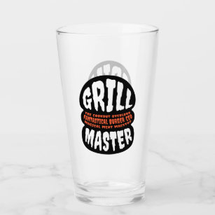 Grill Master BBQ Dad Quote Burger Grilling Glass