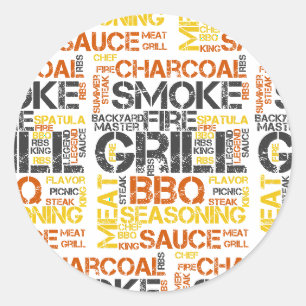 Grill Master BBQ Typography Classic Round Sticker