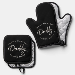 Grill Master Daddy Personalized Year Oven Mitt & Pot Holder Set