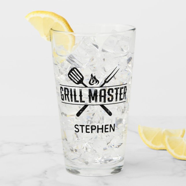 Grill Master Faux Leather Set Glass Cup (Front Ice)