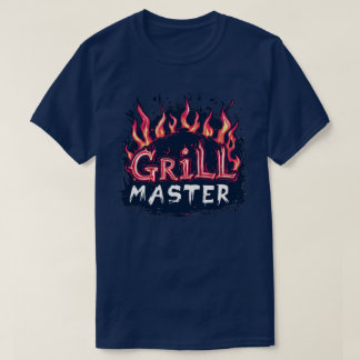 Grill Master Flaming Barbecue Cookout Typography T-Shirt