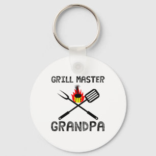 Grill Master Grandpa Gift Mens Summer Bbq Grilling Keychain