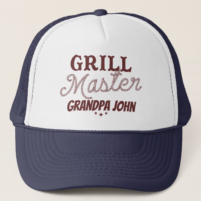 Grill Master Grandpa Personalized Father's Day BBQ Trucker Hat (Front)