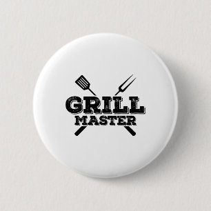 Grill Master Grilling Byrbecue Bbq Smoker Graphic 2 Inch Round Button