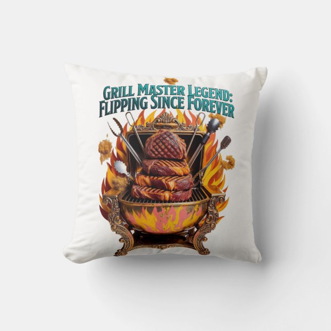 Grill Master Legend T Shirt  Throw Pillow (Front)