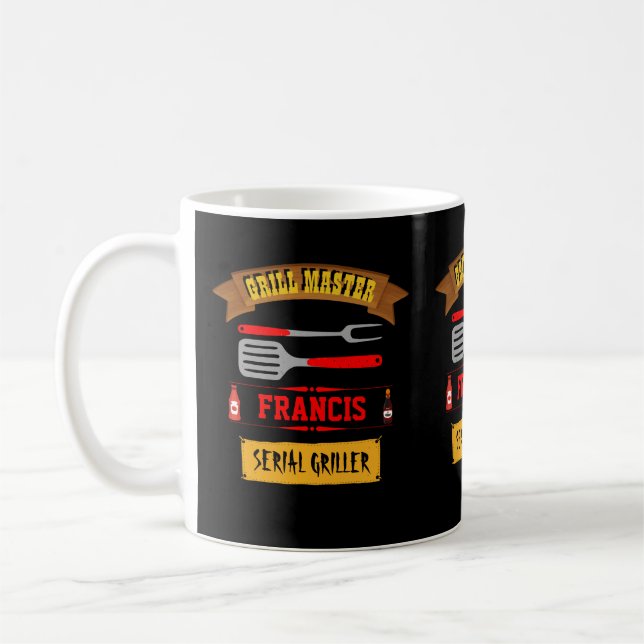Grill Master personalized mug with editable name (Left)