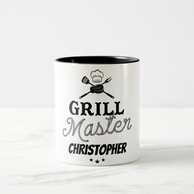 Grill Master Personalized Two-Tone Coffee Mug (Center)