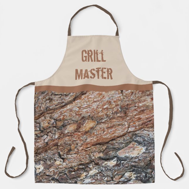Grill Master Rustic Tree Bark Pattern Photo Nature Apron (Front)
