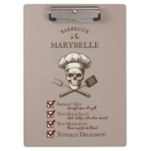Grill Master Skully - Vintage Skull Illustration Clipboard