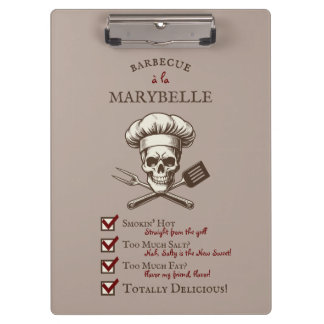 Grill Master Skully - Vintage Skull Illustration Clipboard