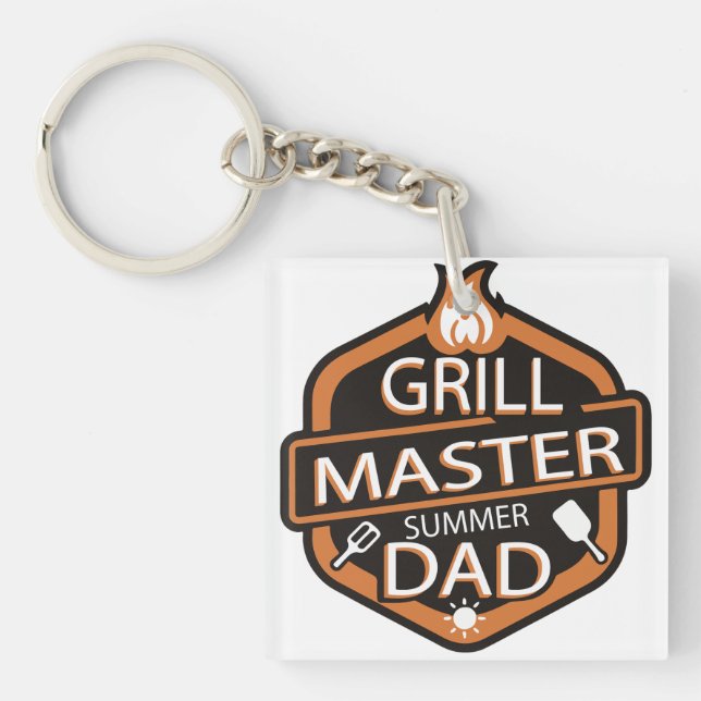 Grill Master Summer Dad Tee Keychain (Front)