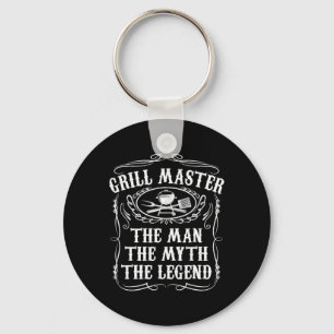 Grill Master The Man The Myth Legend Funny Bbq Smo Keychain