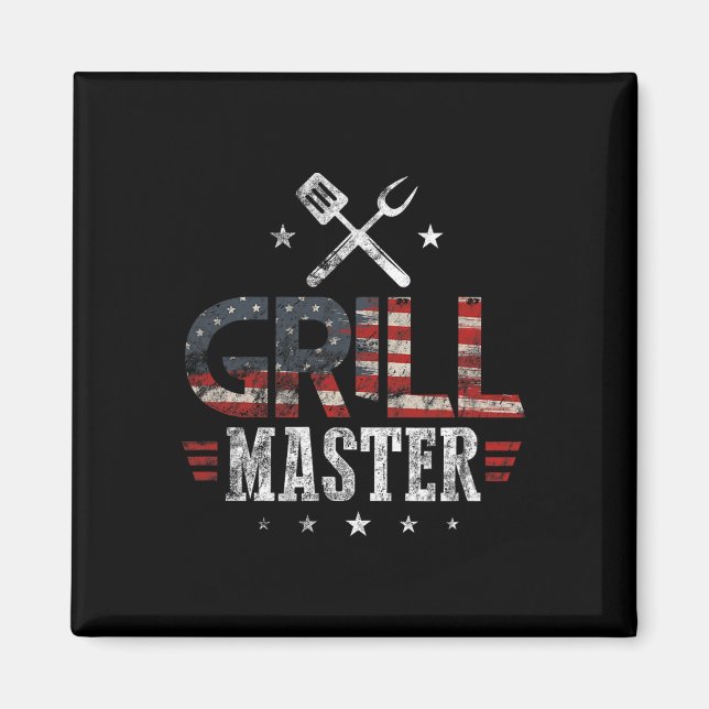 Grill Master Usa Flag Patriotic Barbeque Bbq 4th O Magnet (Front)