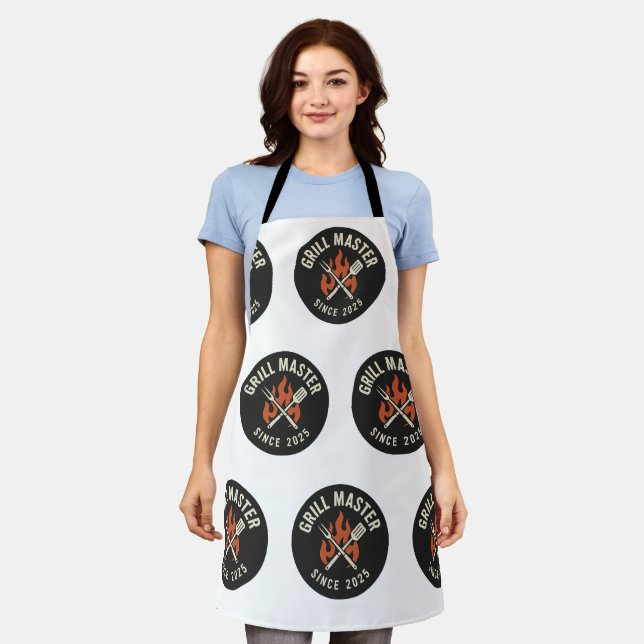 "Grill Master – Vintage BBQ Apron with Flames & Ut (Worn)