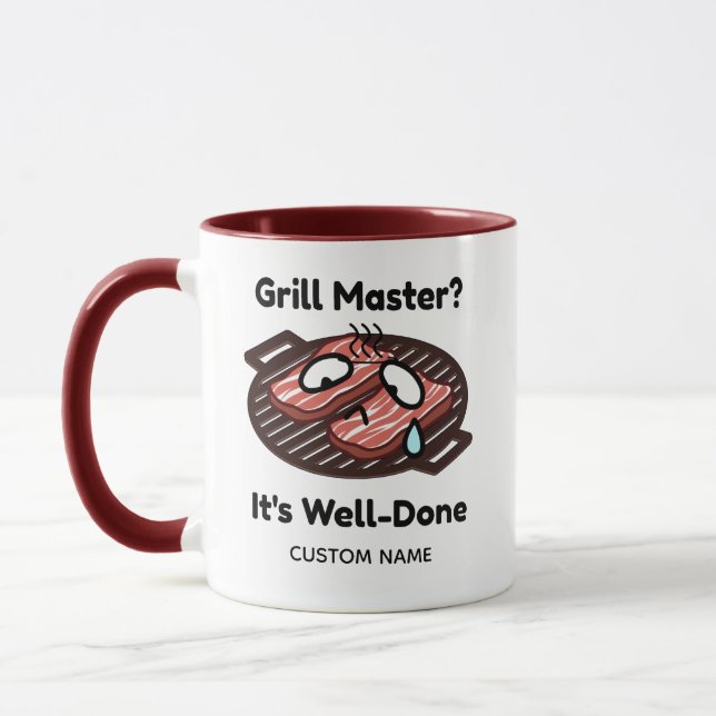 Grill Master Well Done Funny BBQ Dad Gift Mug (Left)