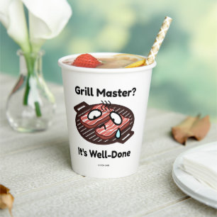 Grill Master Well Done Funny BBQ Dad Gift Paper Cups
