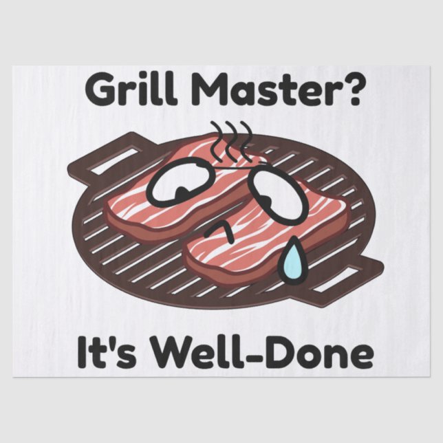 Grill Master Well Done Funny BBQ Dad Gift Tissue Paper (Front)