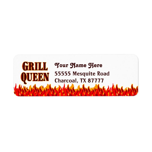 Grill Queen BBQ Slogan Custom Return Address Label (Front)