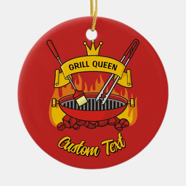Grill Queen Ceramic Ornament (Front)